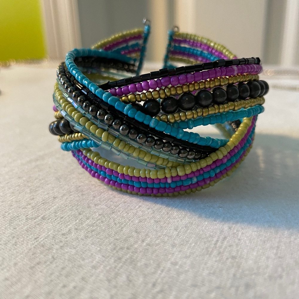Colorful Beaded Cuff Bracelet